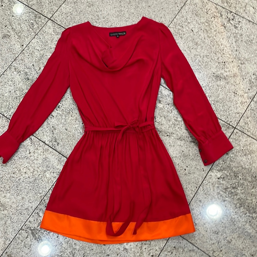 Size small, Kimberly Taylor, custom made silk red mini dress
